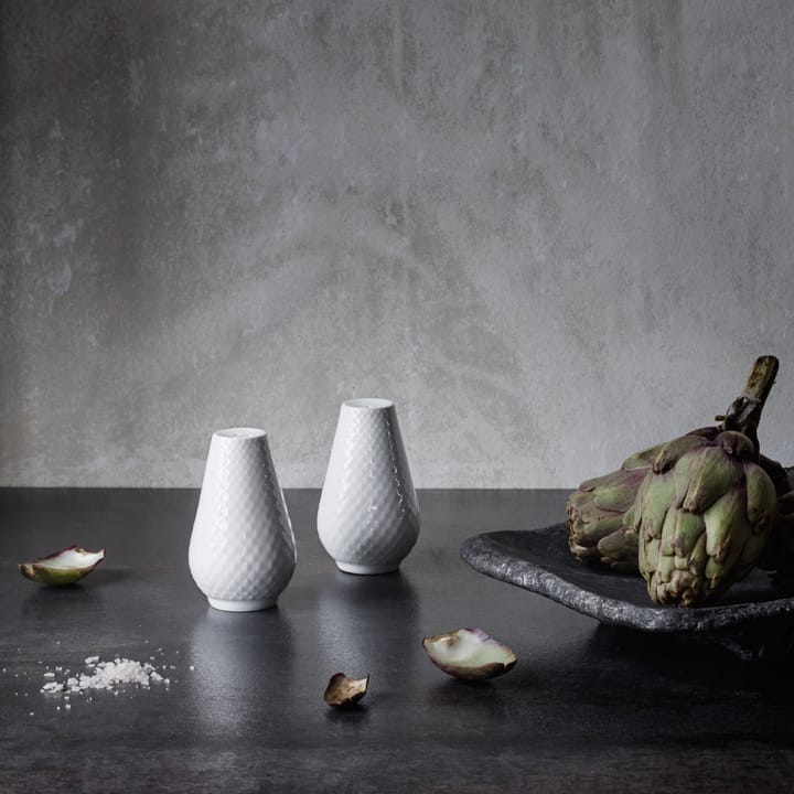 Rhombe salt & peppersett, Hvit Lyngby Porcelæn