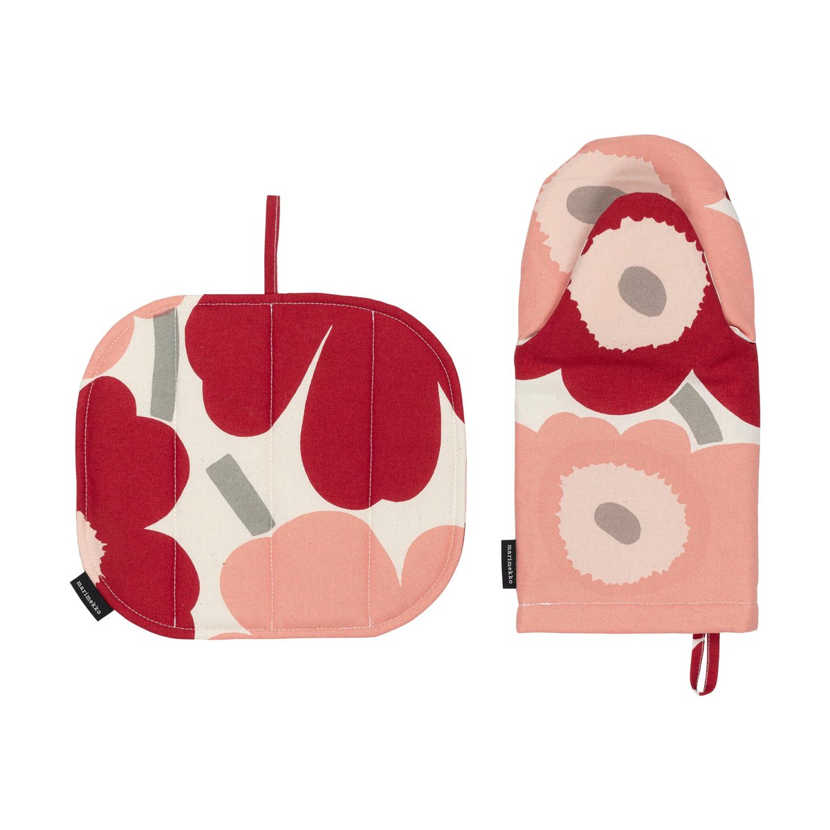 Marimekko Pieni Unikko grytevott + gryteklut 2 deler Cotton-dark cherry-rose