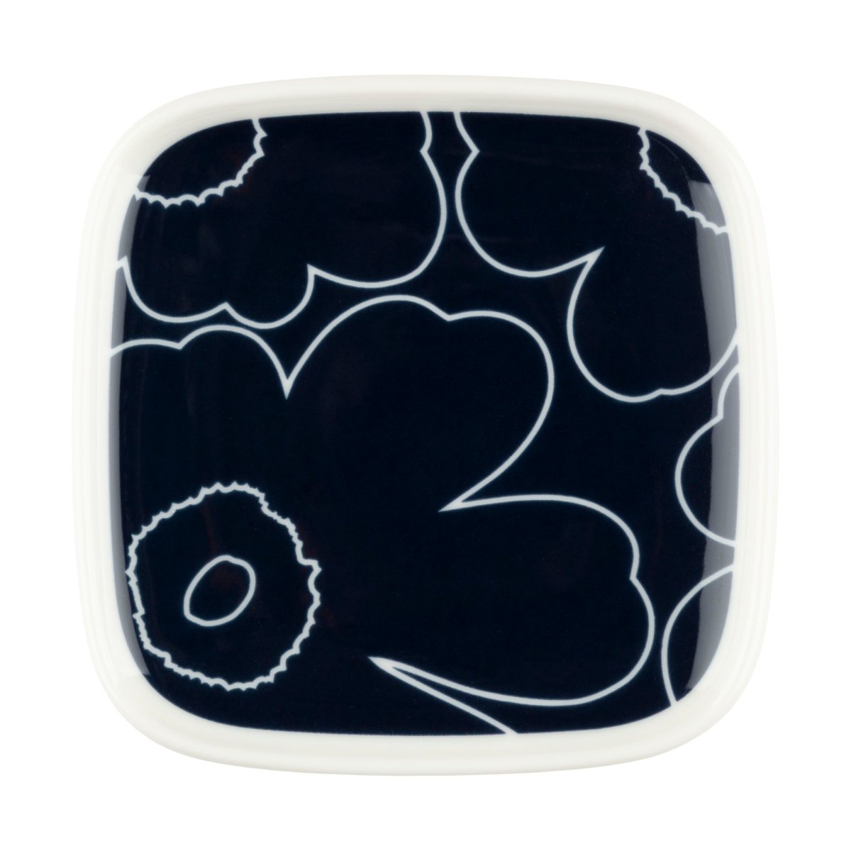 Marimekko Piirto Unikko asjett 10×10 cm White-dark blue