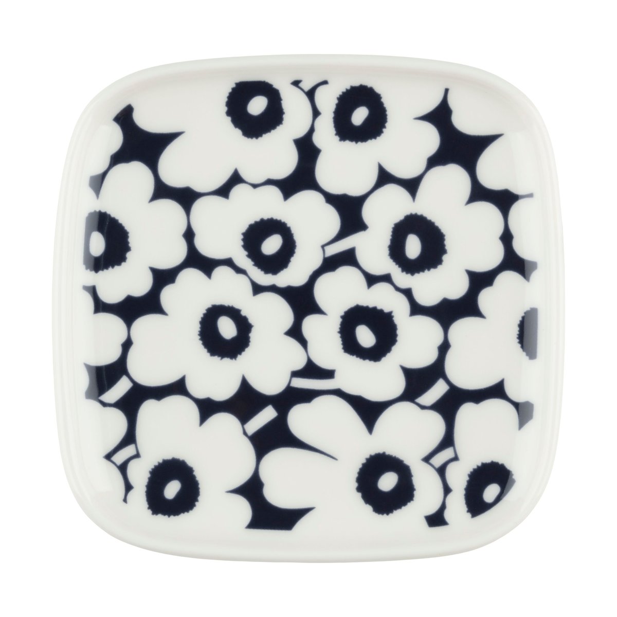 Marimekko Pikkuinen Unikko asjett 10×10 cm Dark blue-white