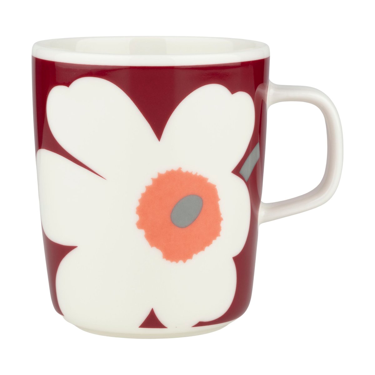 Marimekko Unikko 60-årsjubileum kopp 25 cl White-dark cherry-ash grey