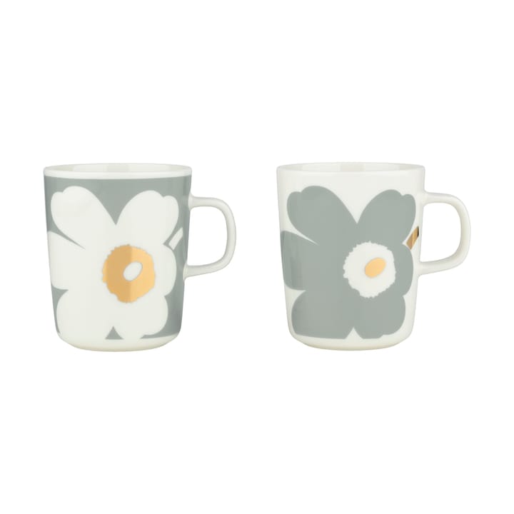 Unikko 60-årsjubileum krus 25 cl 2-pakning - White-light grey-gold - Marimekko