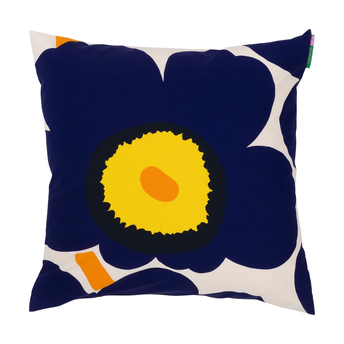 Marimekko Unikko 60-årsjubileum putetrekk 50×50 cm Cotton-d. blue-yellow-orange