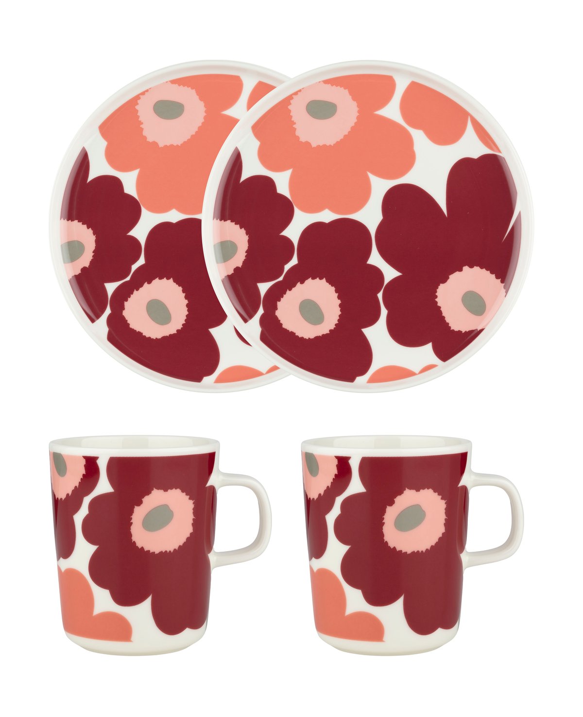 Marimekko Unikko frokostsett White-darl cherry-salmon red