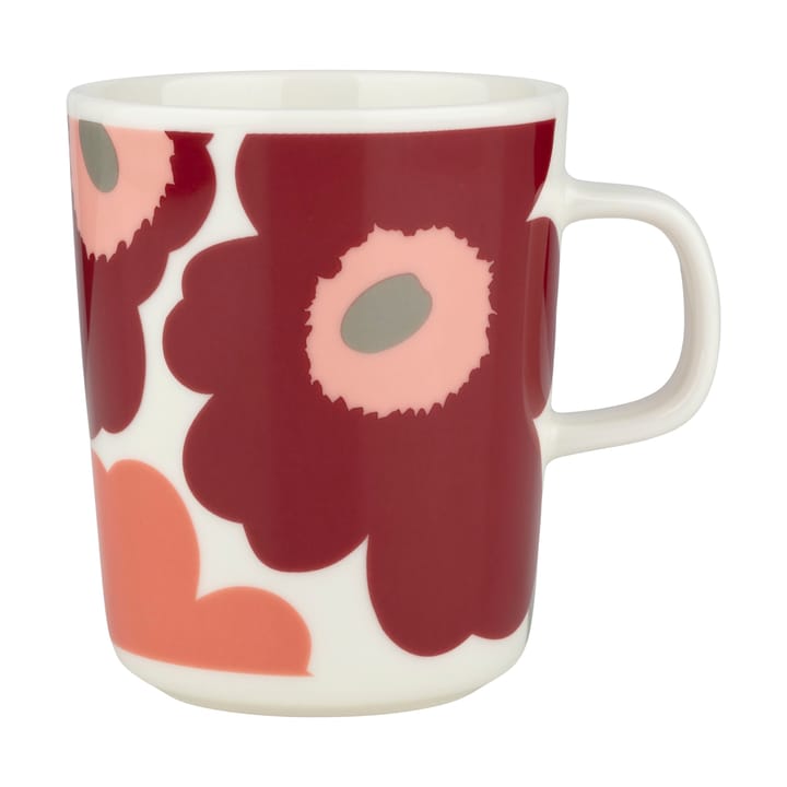 Unikko kopp 25 cl, White-dark cherrry-salmon red Marimekko