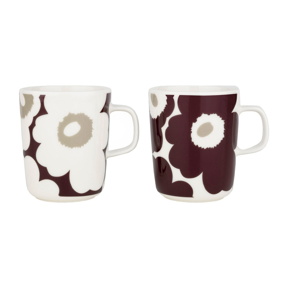 Marimekko Unikko kopp 2,5 dl 2-pakning Clay-dark wine-white