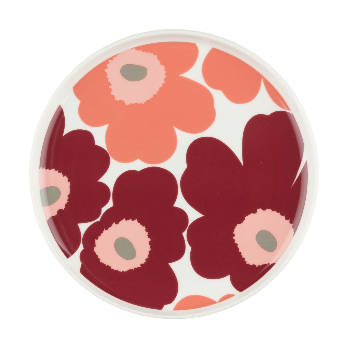 Marimekko Unikko tallerken Ø 20 cm White-dark cherry-salmon red