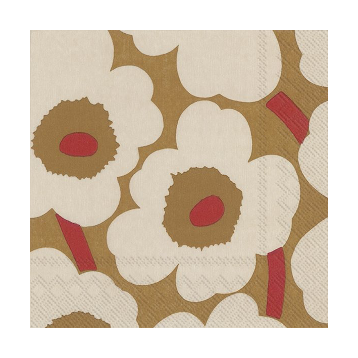 Marimekko Unniko serviett 33×33 cm 20-pack Dark cream-red