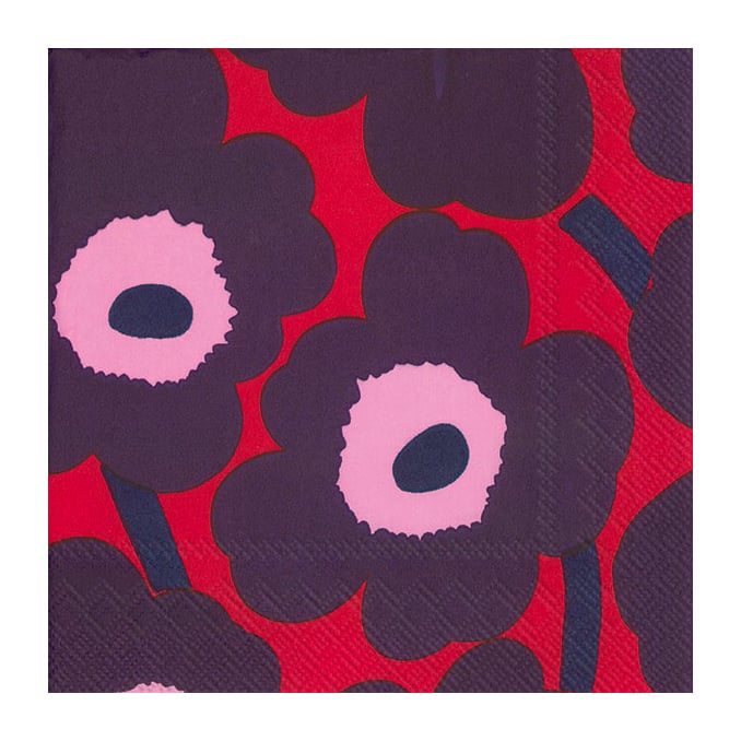 Marimekko Unniko serviett 33×33 cm 20-pack Rød-blå