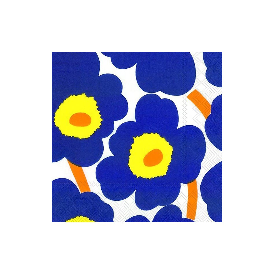 Marimekko Unniko serviett 33×33 cm 20-pakning Blå-gul