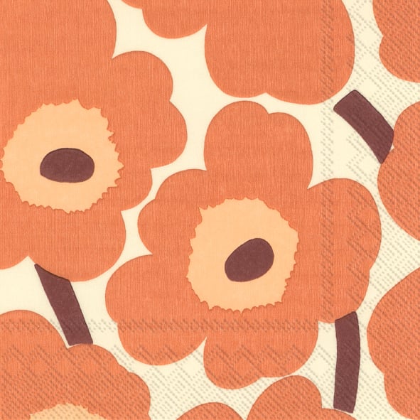 Marimekko Unniko serviett 33×33 cm 20-pakning Cream-Terracotta