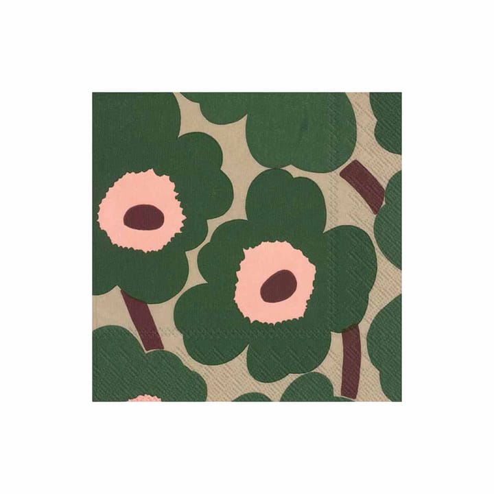 Unniko servietter 33x33 cm 20-pk - Grønn-rosa - Marimekko