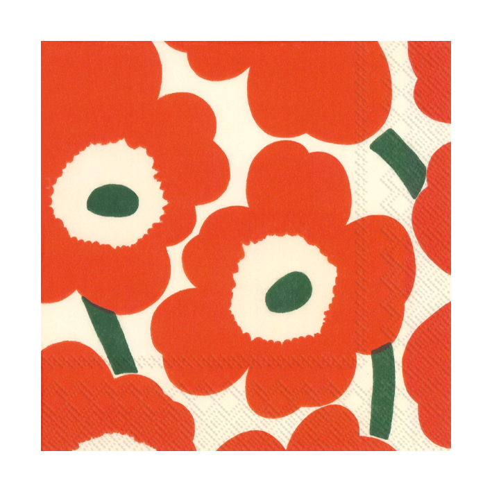 Marimekko Unniko servietter 33×33 cm 20-pk Orange/Green