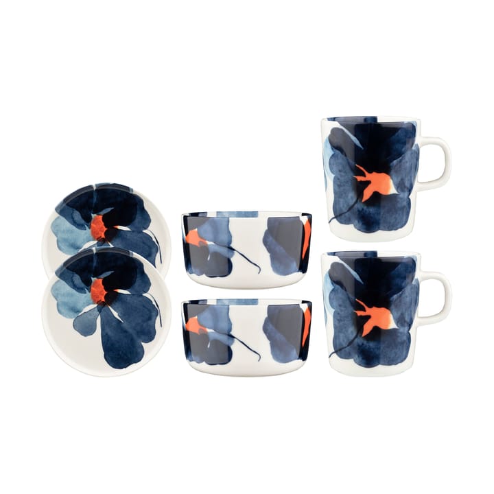 Valssi frokostsett 6 deler - White-dark blue-orange - Marimekko