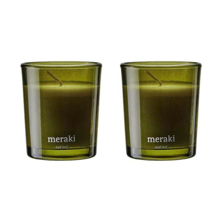 Meraki duftlys 12 timer 2-pk - Oud leaf - Meraki