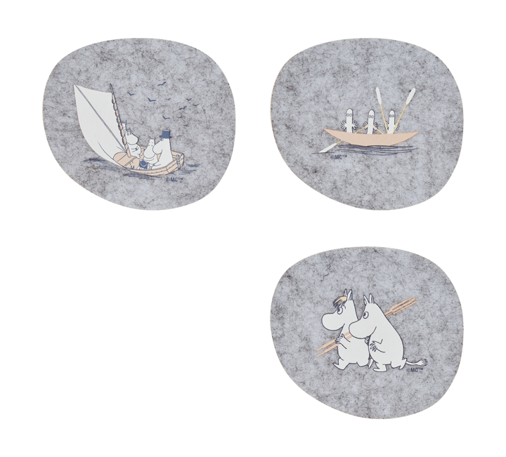 Moomin glassunderlag 9,5x11 cm 4 deler - Sailors - Muurla