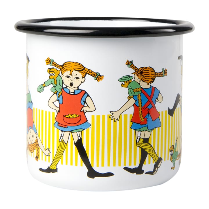 Pippi longstocking emaljekopp 3,7 dl, White  Muurla