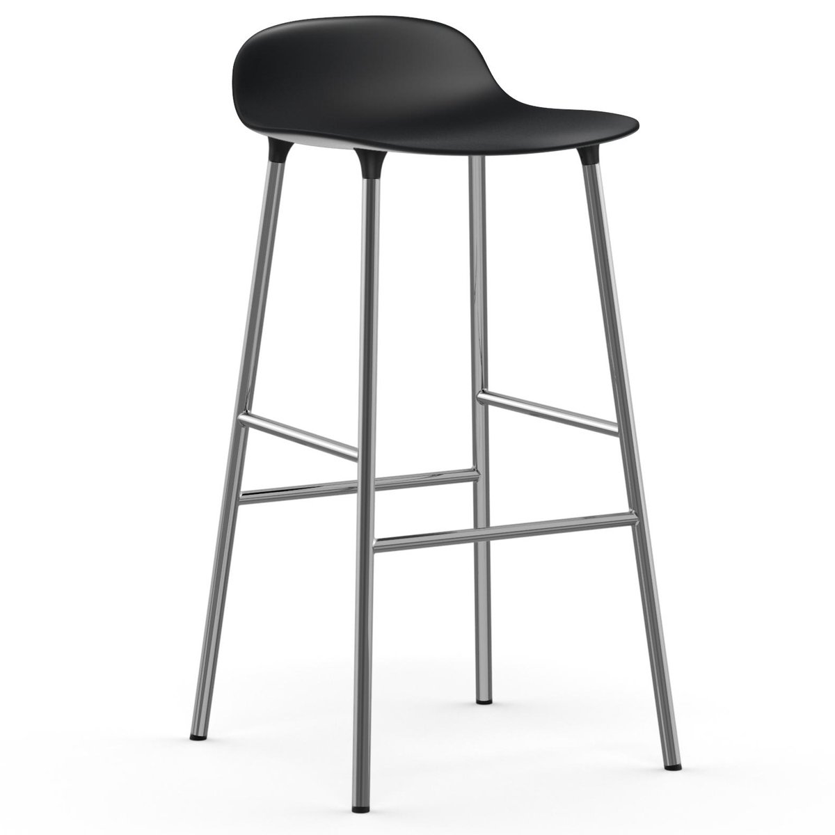 Normann Copenhagen Form barstol forkromede bein 75 cm Svart