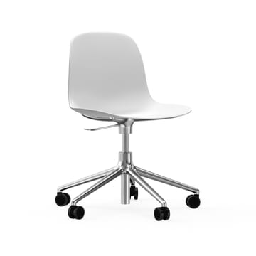 Form chair, dreibar stol, 5W kontorstol - hvit, aluminium, hjul - Normann Copenhagen