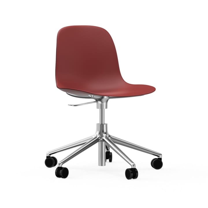 Form chair, dreibar stol, 5W kontorstol, rød, aluminium, hjul Normann Copenhagen