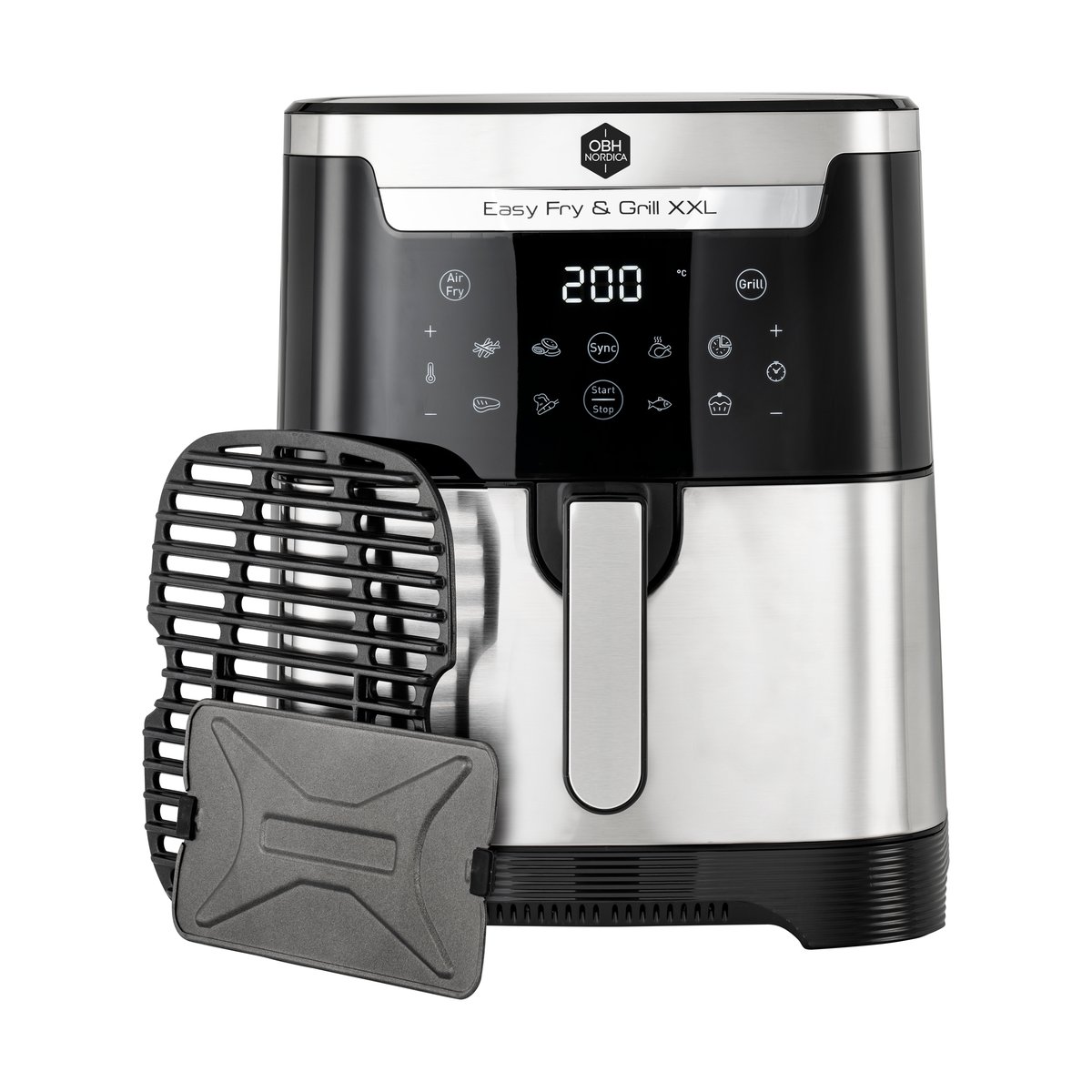 OBH Nordica Easy Fry & Grill XXL 2-in-1 airfryer Rustfritt stål