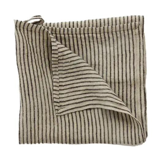 Olsson & Jensen Stripe kjøkkenhåndkle lin 45×65 cm Svart sand