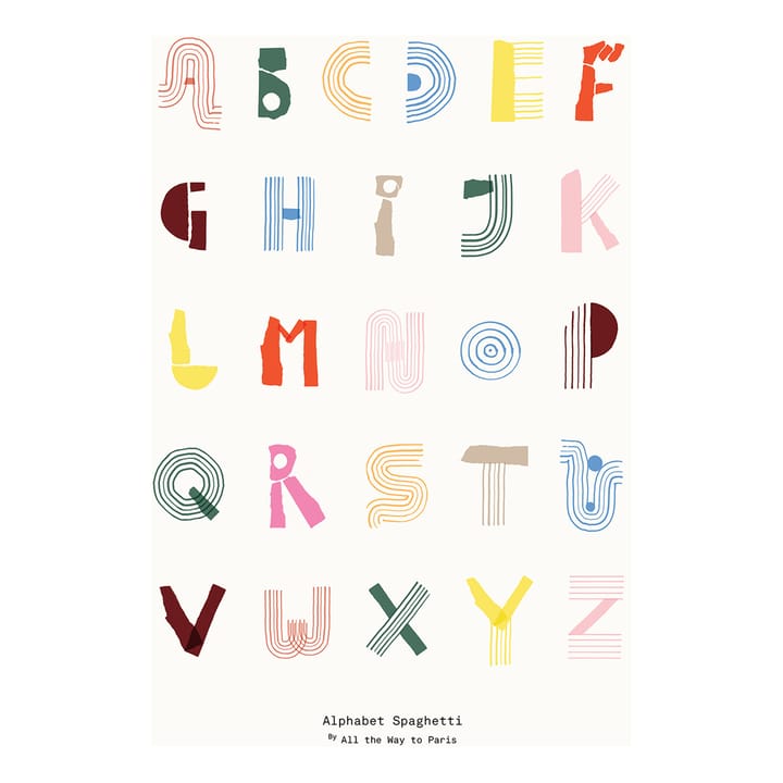 Alphabet Spaghetti ENG Multi-colour plakat  - 50 x 70 cm - Paper Collective