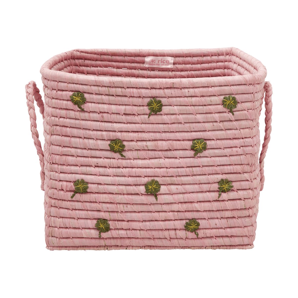 RICE Rice raffiakurv med håndtak 30×30 cm Pink