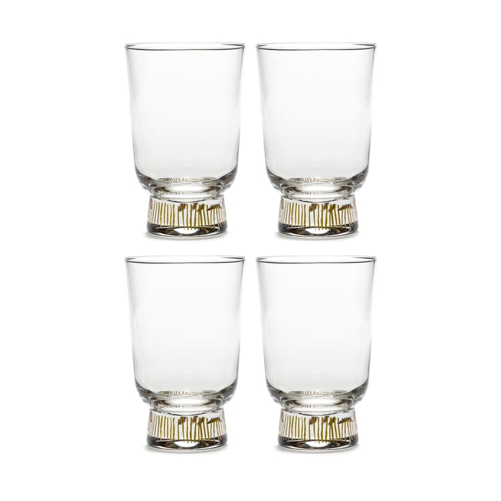 Ottolenghi Feast glass 33 cl 4-pakning - Stripes gold - Serax