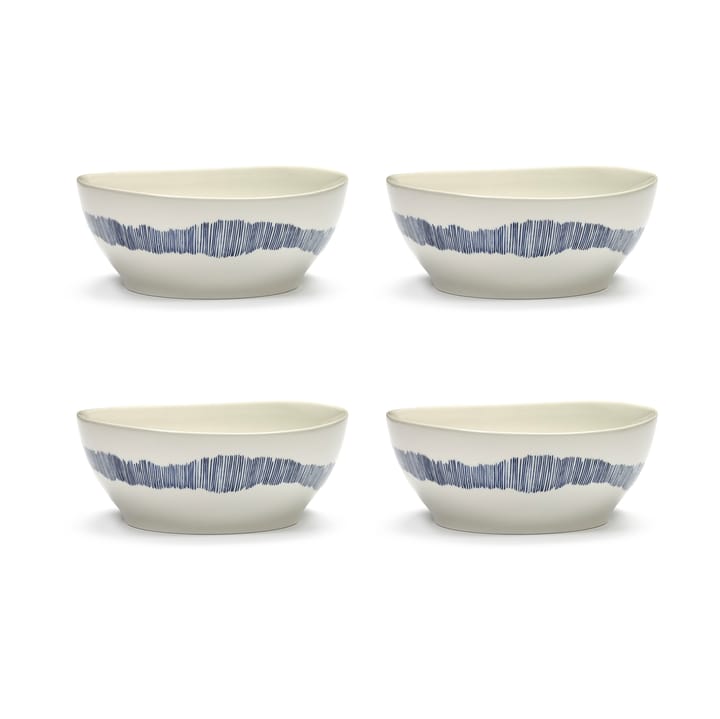 Ottolenghi Feast skål L Ø17 cm 4-pakning, White-stripes blue Serax