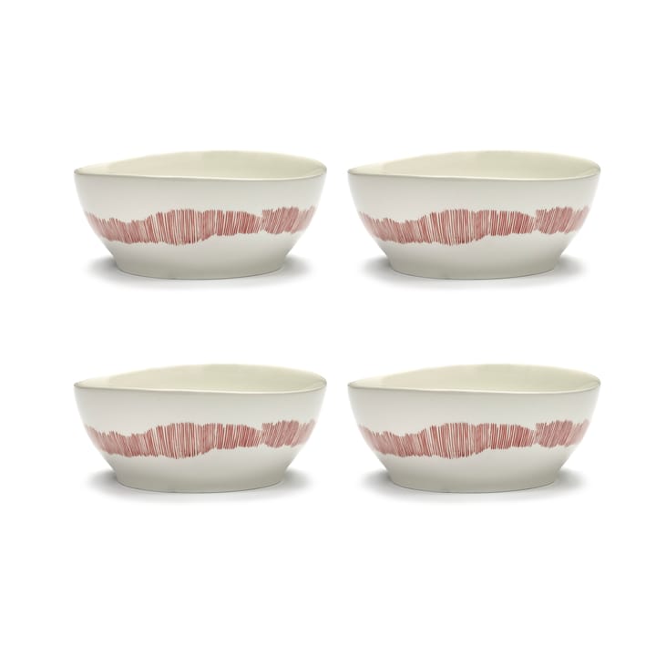 Ottolenghi Feast skål L Ø17 cm 4-pakning - White stripes-red - Serax