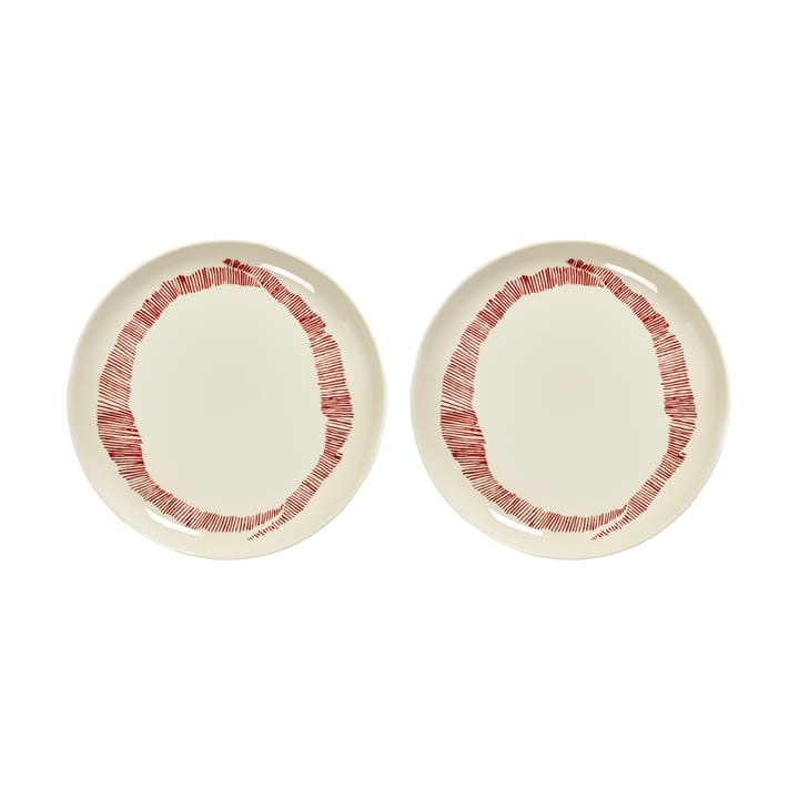 Ottolenghi Feast tallerken M Ø22,5 cm 2-pakning - White stripes-red - Serax