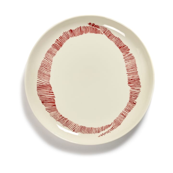 Ottolenghi Feast tallerken M Ø22,5 cm 2-pakning, White stripes-red Serax