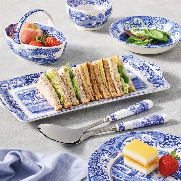 Blue Italian salatbestikk 2 deler, Keramikk-rustfritt stål Spode