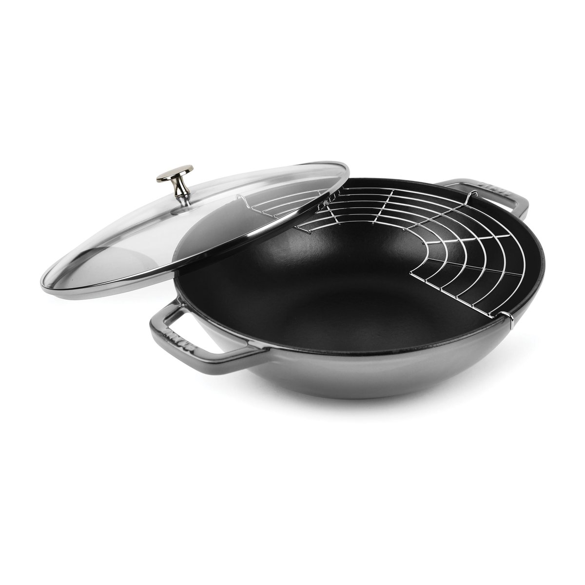 STAUB Wok med glasslokk Ø30 cm 4,4 L Grå