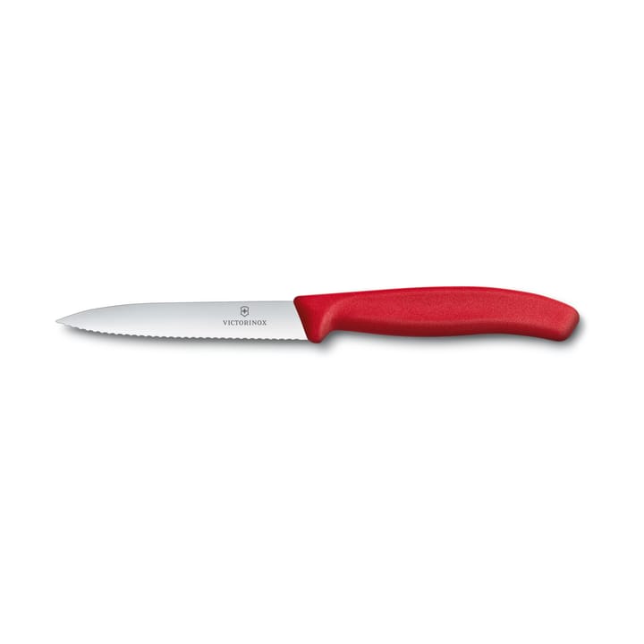 Victorinox grønnsak- & skrellekniv bølgetannet 10 cm - Rød - Victorinox